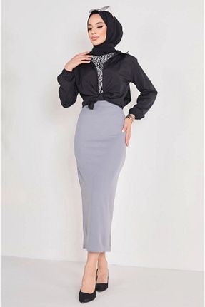 دامن طوسی زنانه مخلوط پلی استر AVAVA - کد 883912770