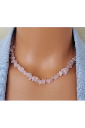 گردنبند جواهر صورتی زنانه سنگ طبیعی LemaStone - کد 883928201