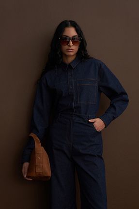 پیراهن سرمه ای زنانه اورسایز mathilda store - کد 883948654