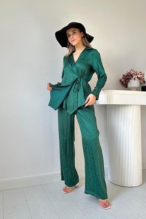 ست بالاتنه و پائین تنه سبز زنانه بافتنی Elbee Fashion Woman - کد 752953329