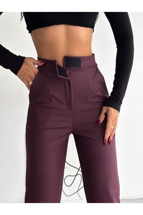 شلوار حجاب زرشکی زنانه چرم مصنوعی winmoda - کد 883970425