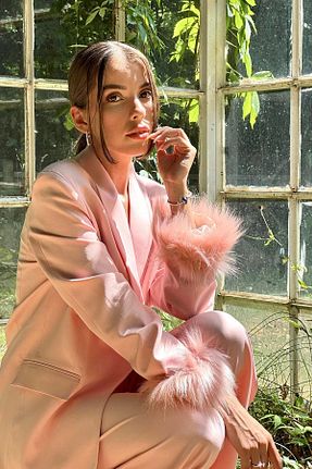 ست بالاتنه و پائین تنه صورتی زنانه بافتنی Elbee Fashion Woman - کد 765707389