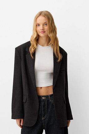 کت طوسی زنانه Comfort Bershka - کد 883972823