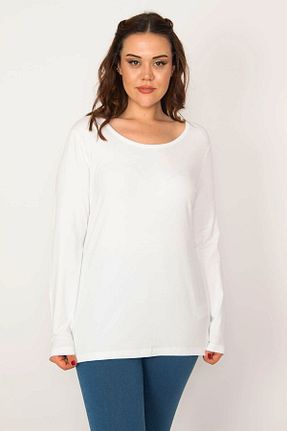 بلوز سفید زنانه ساده BYŞANS - کد 883987543