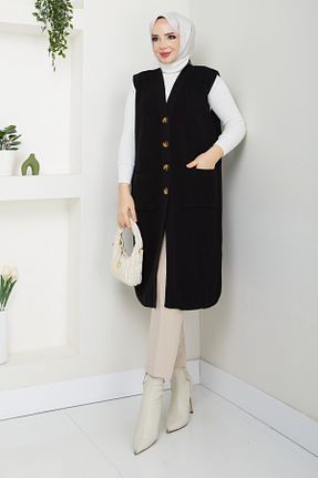 جلیقه حجاب مشکی زنانه رگولار Pamuk Butik - کد 883983544