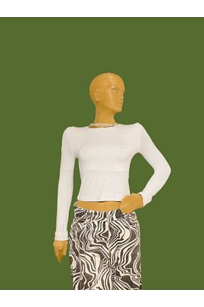بلوز سفید زنانه ساده ÖzOksijen - کد 883993268
