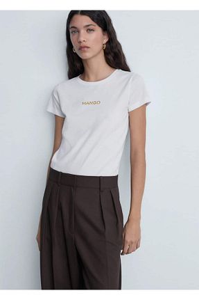 تیشرت سفید زنانه رگولار MANGO - کد 883999954