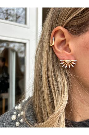 گوشواره جواهر طلائی زیرکن Jerie - کد 884017469