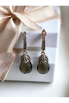 گوشواره جواهر خاکی زیرکن FAYRA ACCESSORIES - کد 800922317