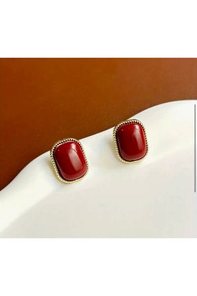 گوشواره جواهر زرشکی برنجی Store - کد 884072116