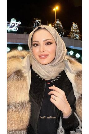 شال بژ زنانه ابریشم incili dükkan - کد 884083465