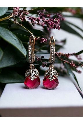 گوشواره جواهر صورتی زیرکن FAYRA ACCESSORIES - کد 800917355