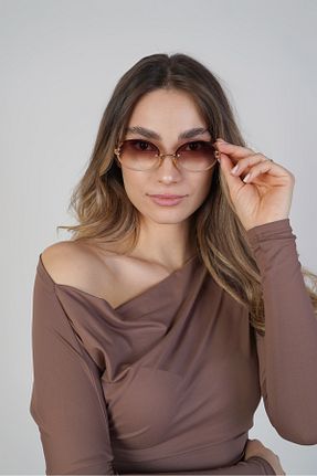 عینک آفتابی قهوه ای زنانه 56 Stil Noktası - کد 884181853