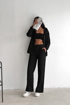 ست بالاتنه و پائین تنه مشکی زنانه بافت TrendyFashion - کد 884183391