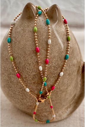 گردنبند استیل ( فولاد ) بژ زنانه رودیوم juleeco - کد 884195311