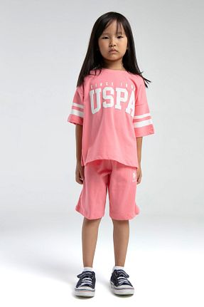 ست بالاتنه و پائین تنه صورتی بچه گانه بافت U.S. Polo Assn. - کد 884228095