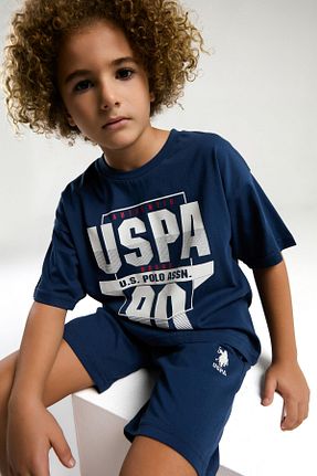 ست بالاتنه و پائین تنه آبی بچه گانه بافت U.S. Polo Assn. - کد 884227505