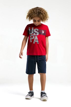 ست بالاتنه و پائین تنه قرمز بچه گانه بافت U.S. Polo Assn. - کد 884229615
