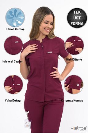 لباس کار زرشکی Vistros Medikal - کد 884247761