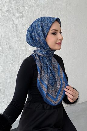 شال سرمه ای زنانه ابریشم Byedauzunlar - کد 884258508