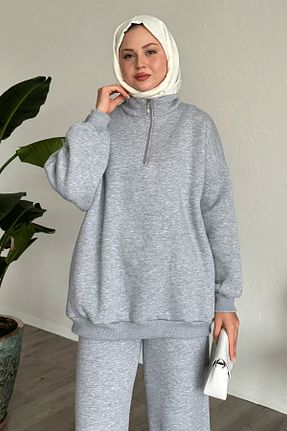ست بالاتنه و پائین تنه حجاب طوسی زنانه اورسایز InStyle - کد 884261994