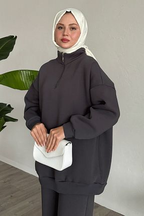 ست بالاتنه و پائین تنه حجاب طوسی زنانه اورسایز InStyle - کد 884259806