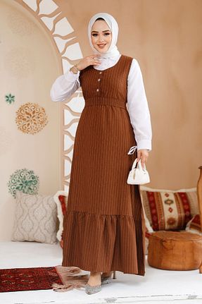 لباس حجاب قهوه ای زنانه رگولار Neva Style - کد 884313806