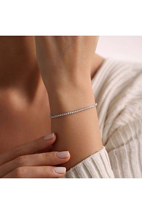 دستبند طلا سفید زنانه 14 عیار Sembol Gold - کد 884362677