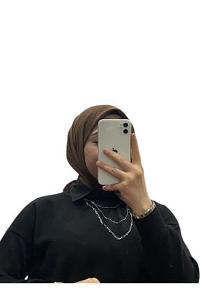 روسری قهوه ای کرپ ساتن ابریشم Harem - کد 884375167