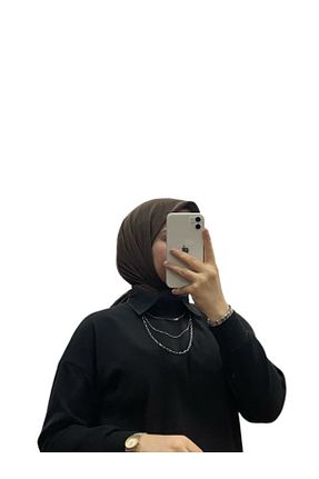 روسری قهوه ای کرپ ساتن ابریشم Harem - کد 884374985