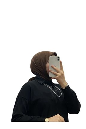 روسری قهوه ای کرپ ساتن ابریشم Harem - کد 884375167