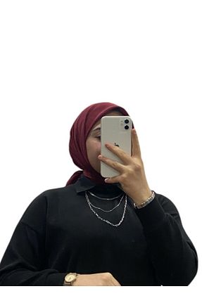 روسری زرشکی کرپ ساتن ابریشم Harem - کد 884375100