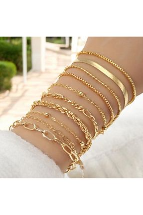 دستبند جواهر طلائی زنانه استیل (فولاد) İthal - کد 884371924