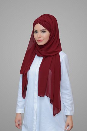 شال زرشکی زنانه شیفون HÜRREM BONE - کد 209128228