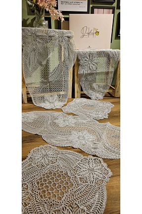 رومیزی طوسی پلی استر ویسکوز پنبه ای LİNDENİ HOME - کد 761925188