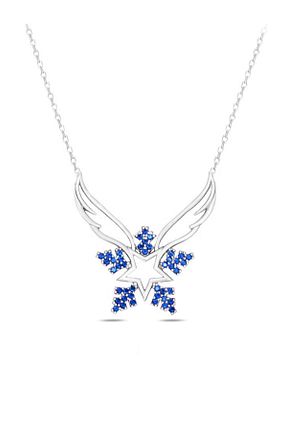 گردنبند نقره آبی زنانه 925 عیار Brezza Lusso Jewelry - کد 76060105