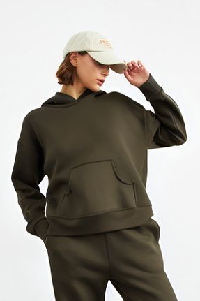 سوئیشرت خاکی زنانه ساده CMZ COLLECTİON - کد 884387102