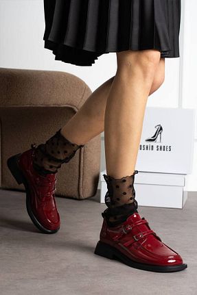 کفش آکسفورد زرشکی زنانه چرم مصنوعی myshoes - کد 884471755