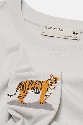 تیشرت طوسی زنانه رگولار WWF Market - کد 796417930