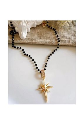 گردنبند استیل ( فولاد ) مشکی زنانه استیل ضد زنگ Selcan Bijuteri - کد 884484460