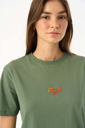 تیشرت خاکی زنانه رگولار WWF Market - کد 866319847