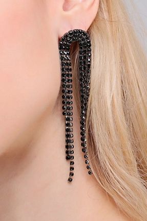 گوشواره جواهر مشکی زیرکن mos&more - کد 874089494