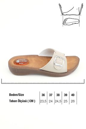 دمپائی خانگی بژ زنانه چرم مصنوعی Gezer - کد 884530167
