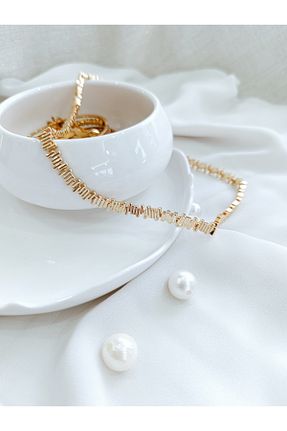 گردنبند استیل ( فولاد ) طلائی زنانه استیل (فولاد) SENAM TAKI - کد 884499238