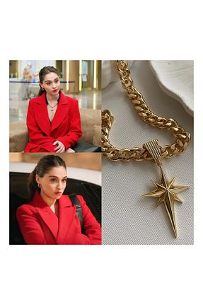 گردنبند جواهر طلائی زنانه استیل ضد زنگ quelindaco - کد 657675803