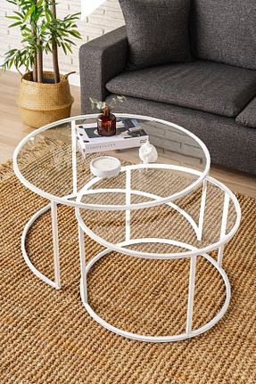 میز جلو مبلی سفید فلزی DEKOPRATİK - کد 884523424