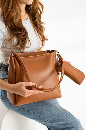 کیف دوشی نارنجی زنانه چرم مصنوعی eliteshop - کد 884307522