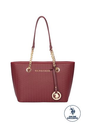 کیف دوشی زرشکی زنانه چرم مصنوعی U.S. Polo Assn. - کد 463240802