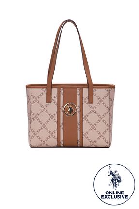 کیف دوشی بژ زنانه چرم مصنوعی U.S. Polo Assn. - کد 303325008
