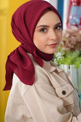روسری زرشکی پلی استر Melodi Scarf - کد 884553956